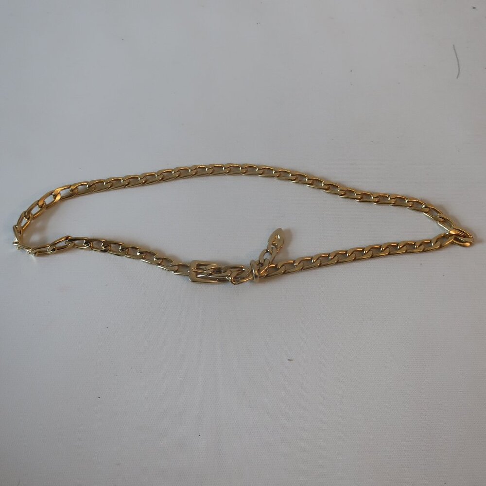 Womens Bloomingdale's Gold Metal Chain Waist Belt M *